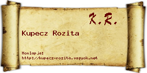 Kupecz Rozita névjegykártya